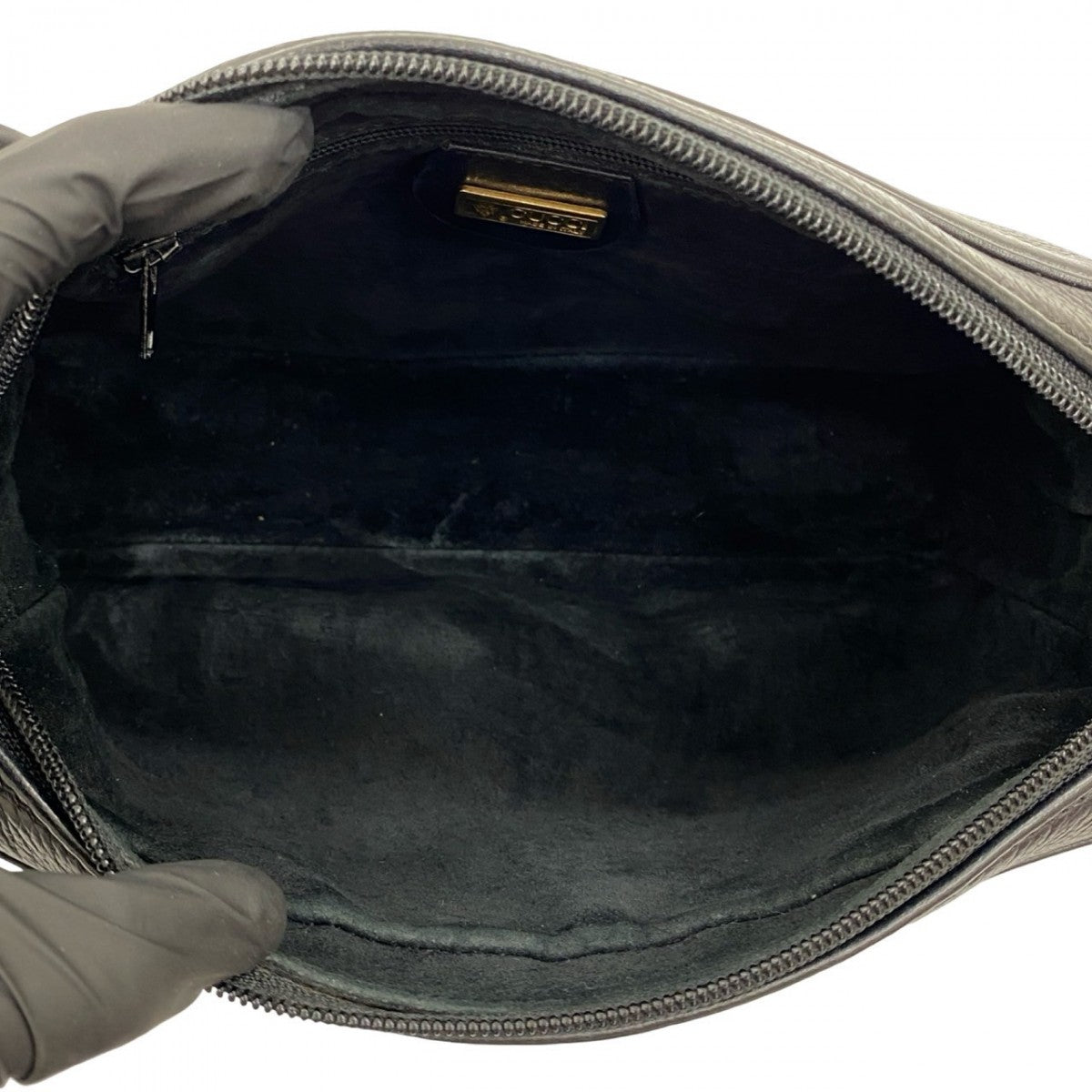 GUCCI Shoulder Bag leather black Sherry line