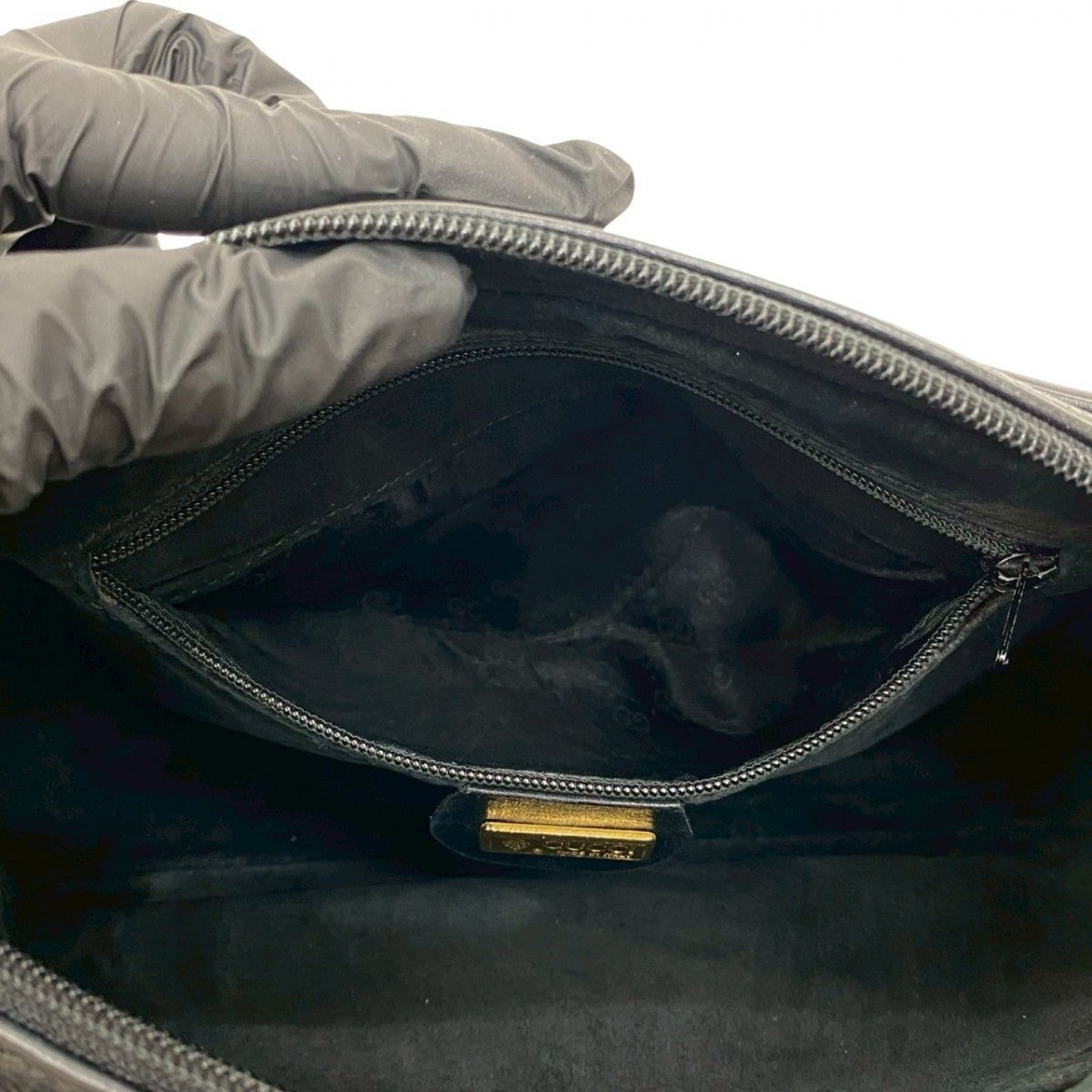 GUCCI Shoulder Bag leather black Sherry line