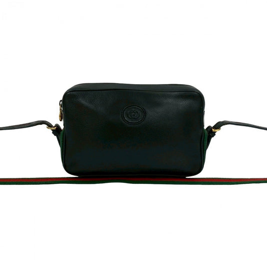 GUCCI Shoulder Bag leather black Sherry line