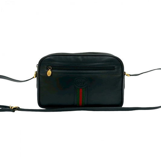 GUCCI Shoulder Bag leather black Sherry line