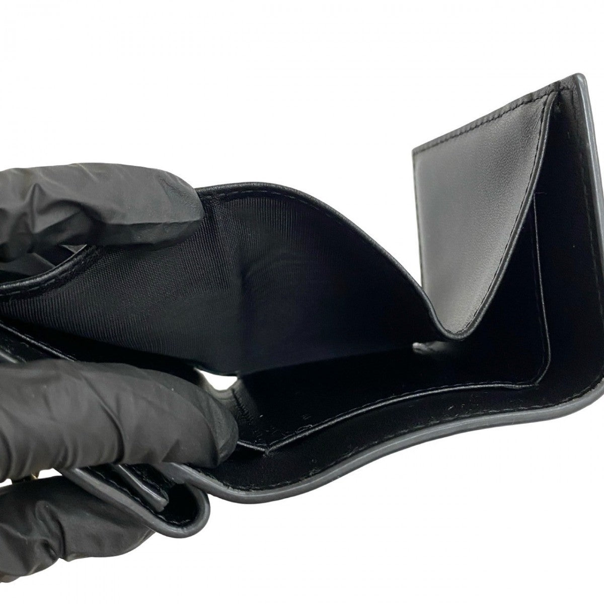 Dior Tri-fold wallet leather black saddle lotus wallet