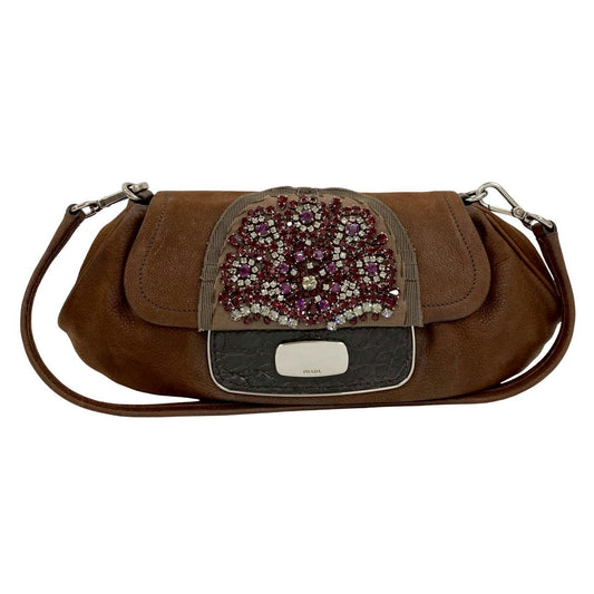 PRADA Shoulder Bag Nubuck Brown