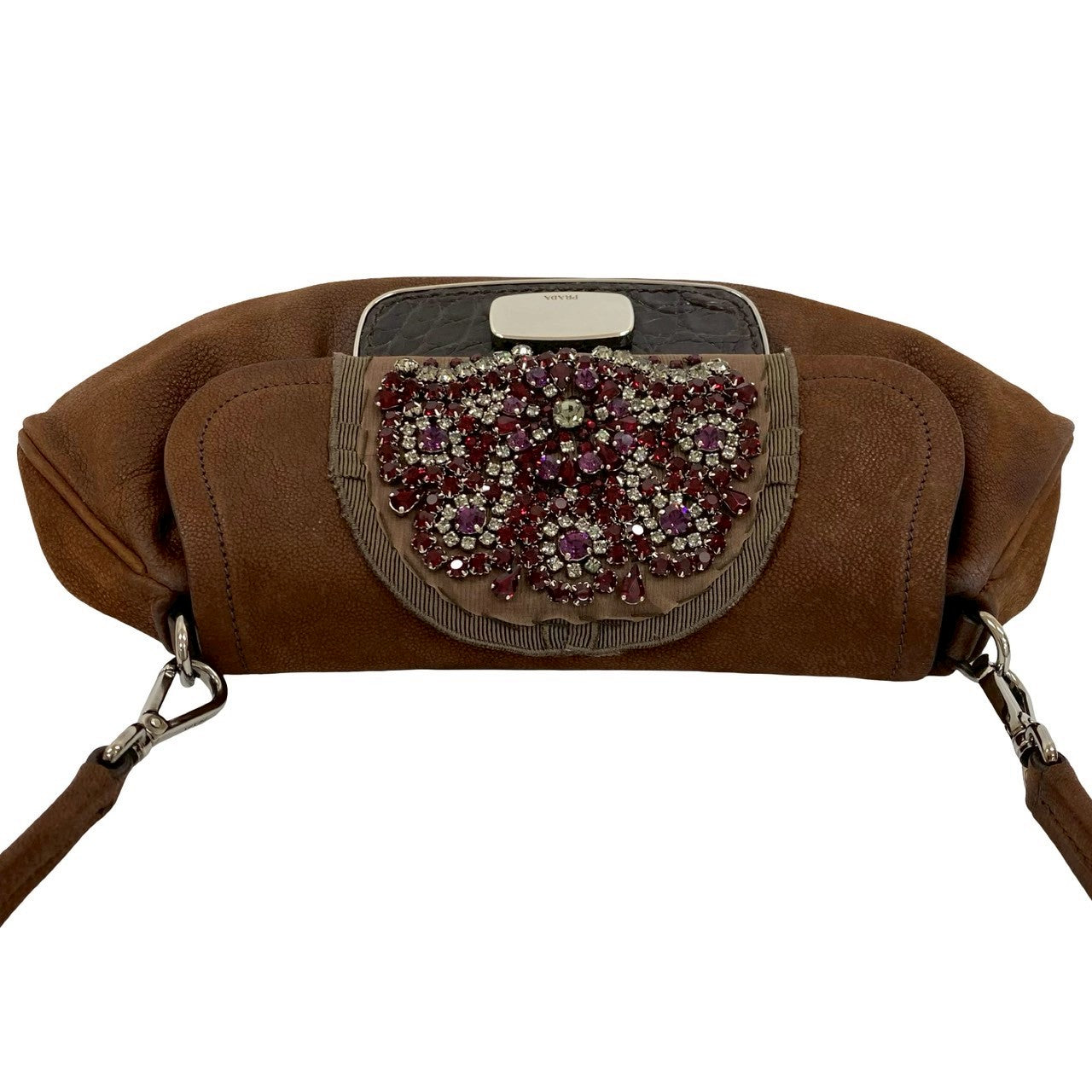 PRADA Shoulder Bag Nubuck Brown