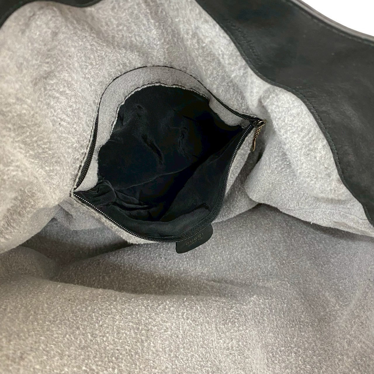 GUCCI Shoulder Bag leather black Bamboo