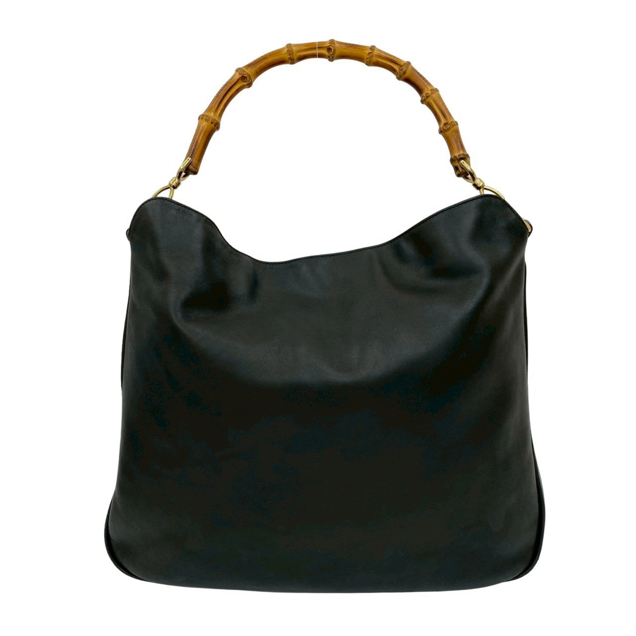 GUCCI Shoulder Bag leather black Bamboo