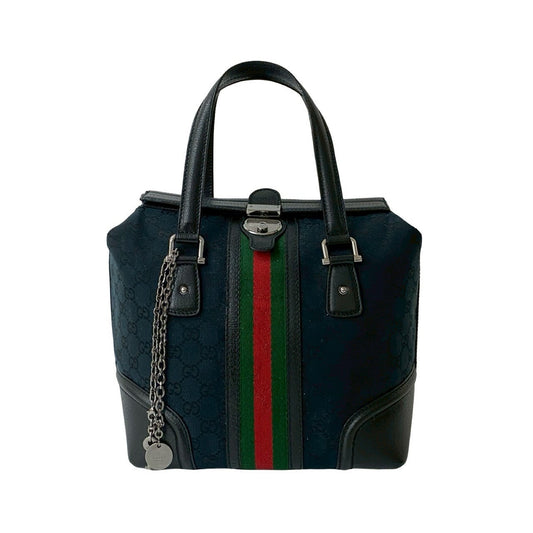 GUCCI Handbag leather black Sherry line