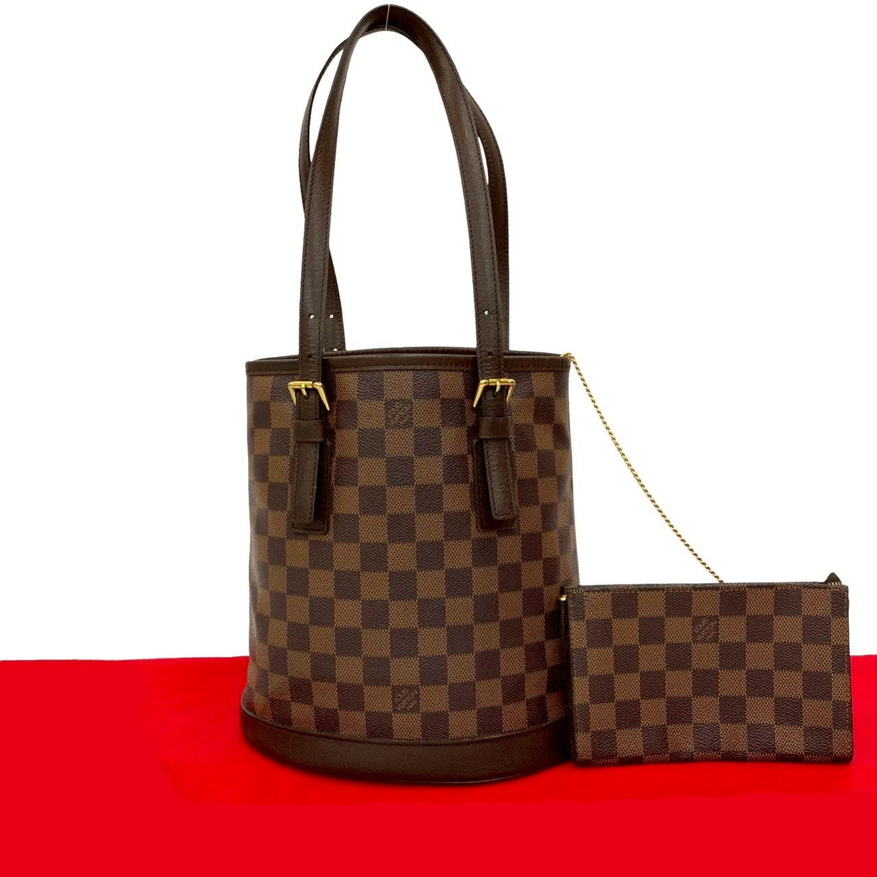 LOUIS VUITTON Tote Bag leather Brown Damier Male