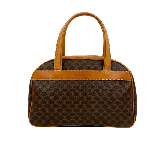 CELINE Handbag leather Brown Macadam Blazon Pattern logo