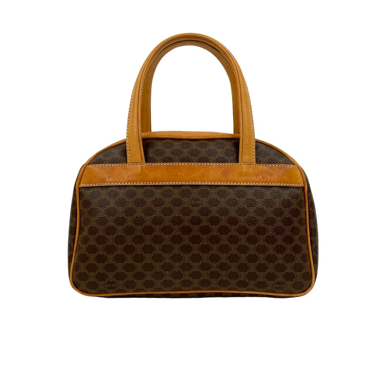 CELINE Handbag leather Brown Macadam Blazon Pattern logo
