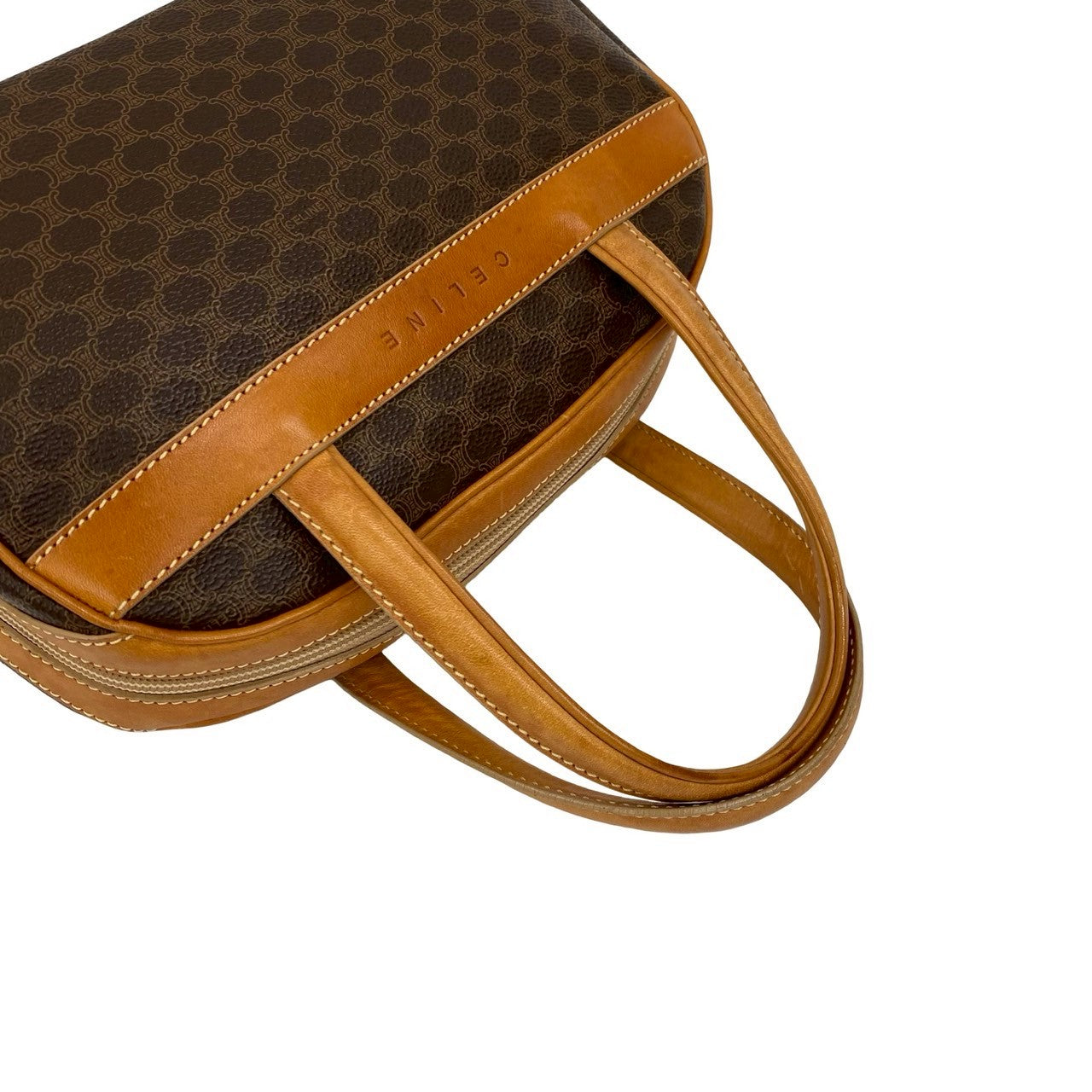 CELINE Handbag leather Brown Macadam Blazon Pattern logo
