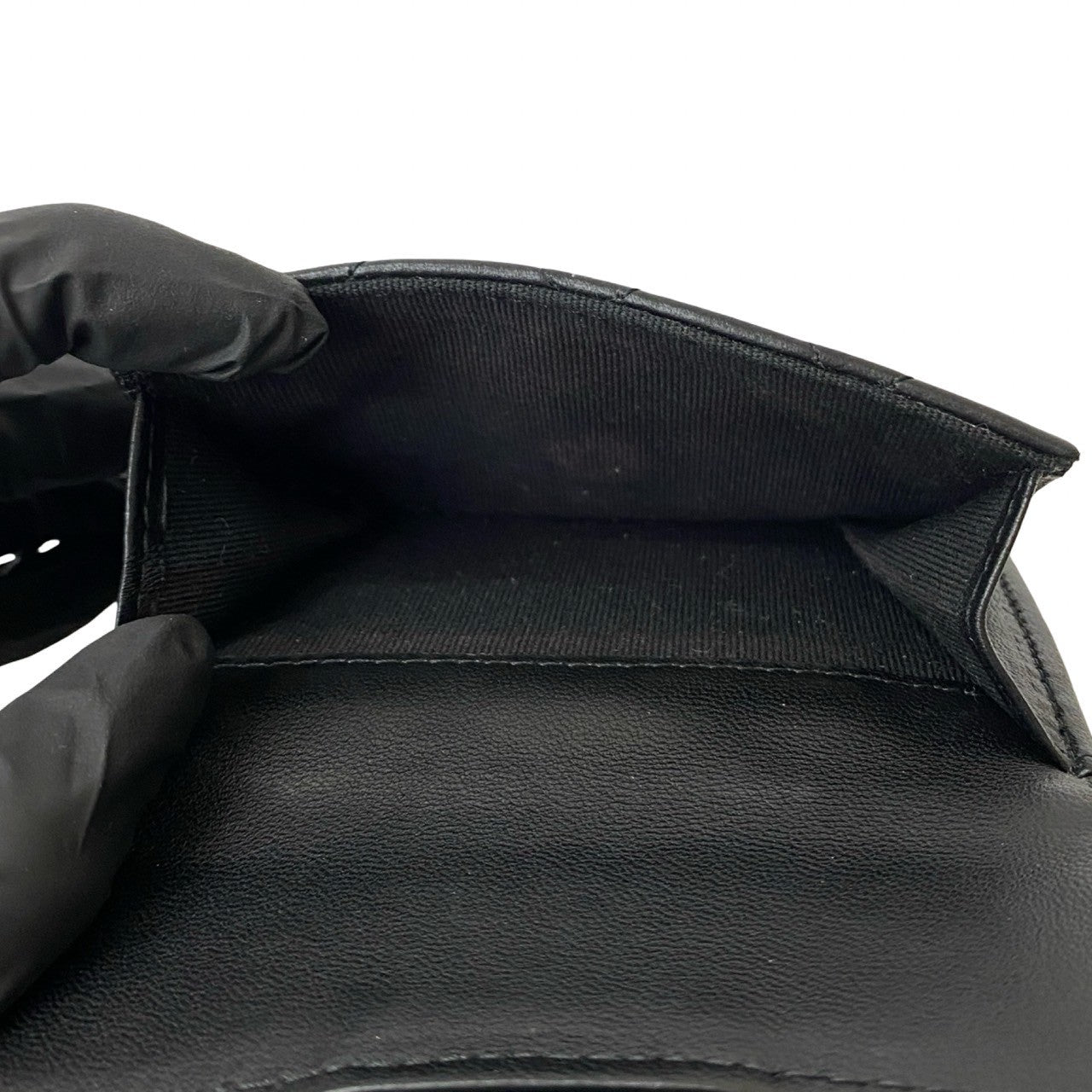 CHANEL Tri-fold wallet lambskin black Matrasse