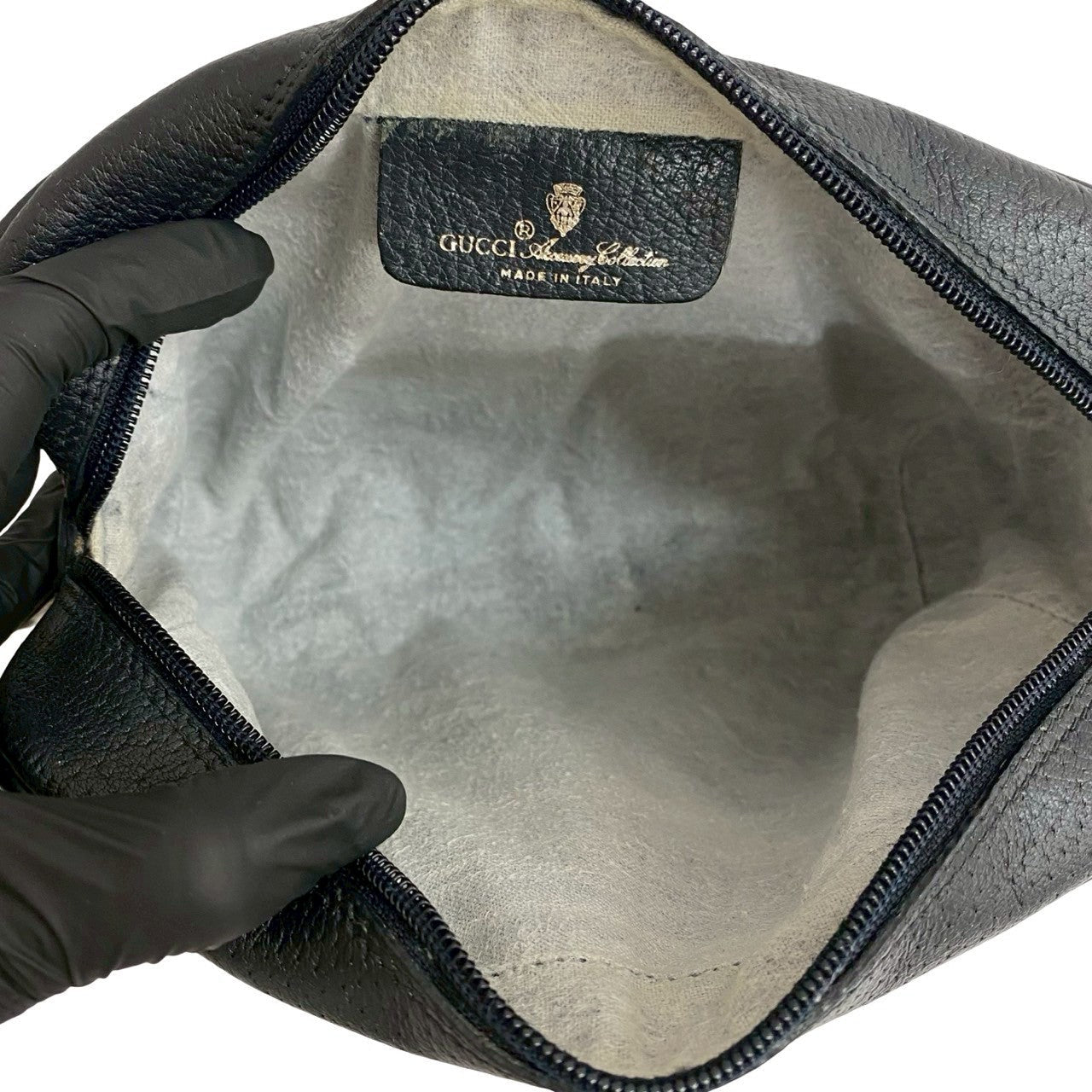 GUCCI Shoulder Bag leather Navy Sherry line