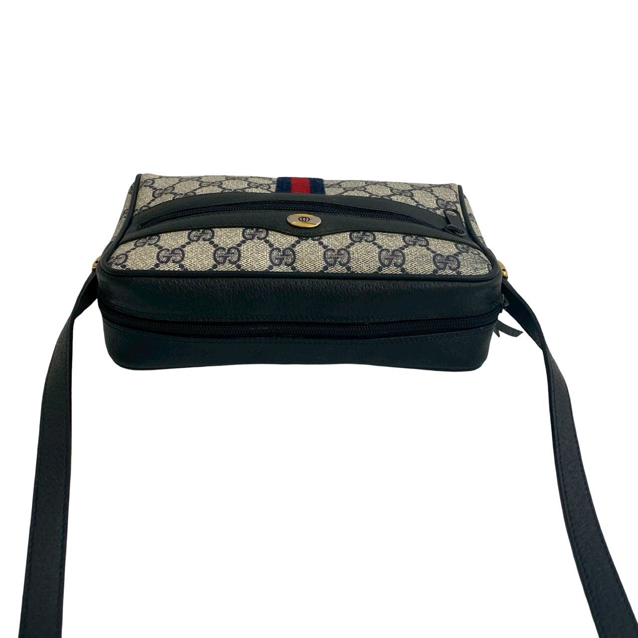 GUCCI Shoulder Bag leather Navy Sherry line