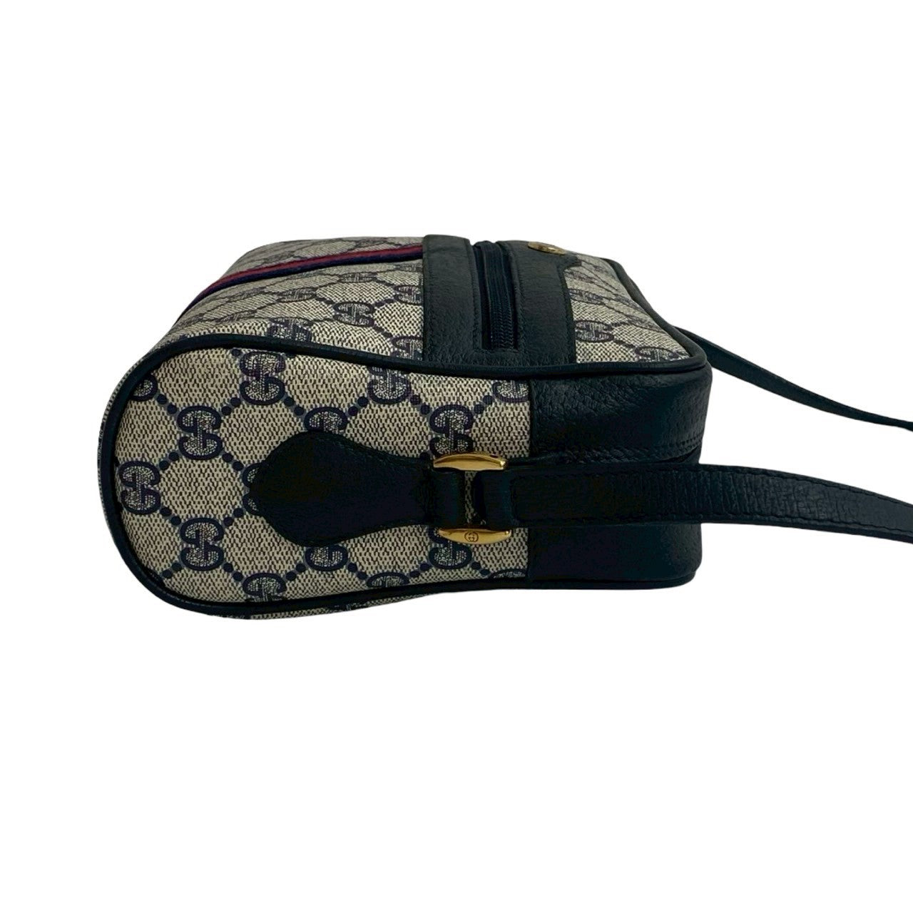 GUCCI Shoulder Bag leather Navy Sherry line