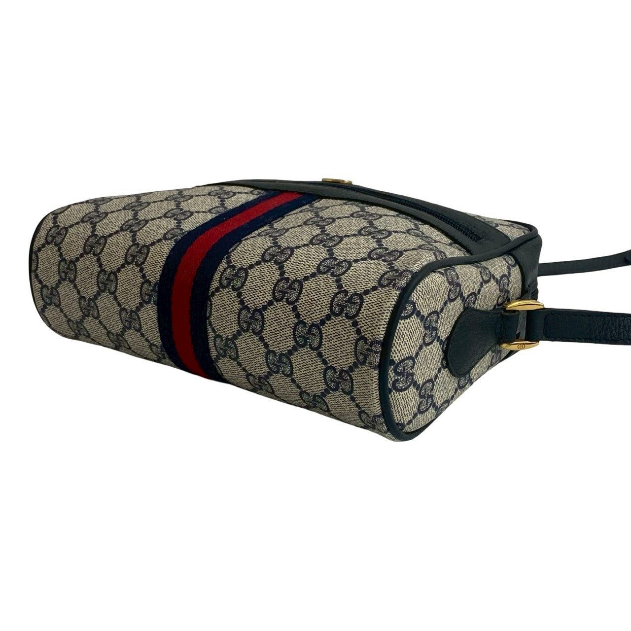 GUCCI Shoulder Bag leather Navy Sherry line