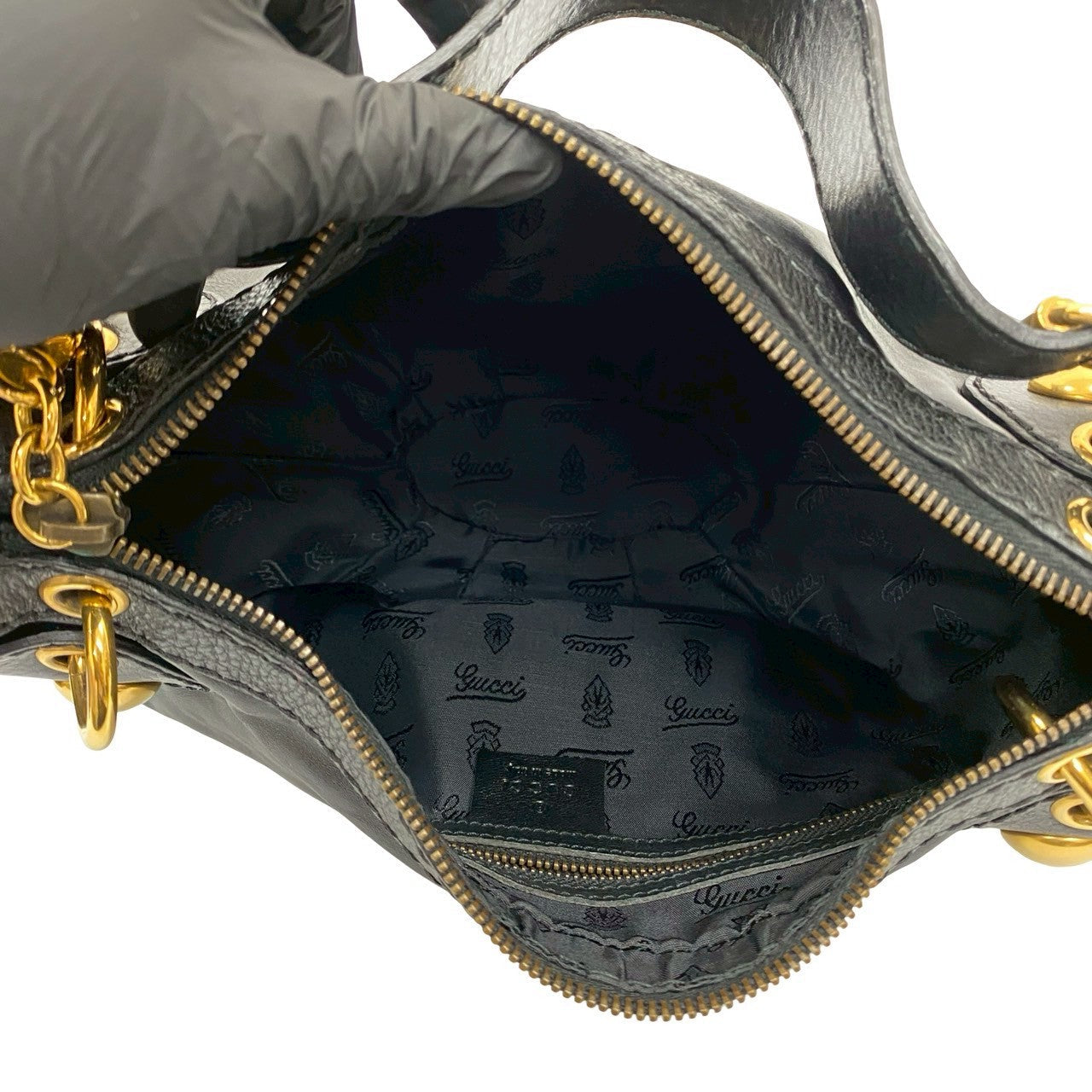 GUCCI Shoulder Bag leather black Histeria