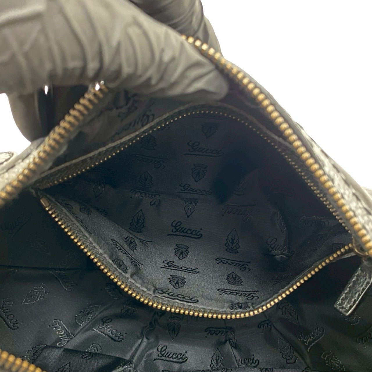 GUCCI Shoulder Bag leather black Histeria
