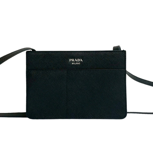 PRADA Shoulder Bag leather black