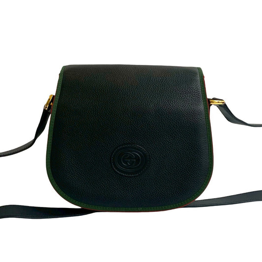 GUCCI Shoulder Bag leather black Sherry line