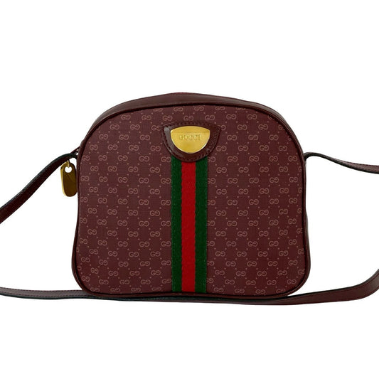 GUCCI Shoulder Bag leather wine-red Sherry line