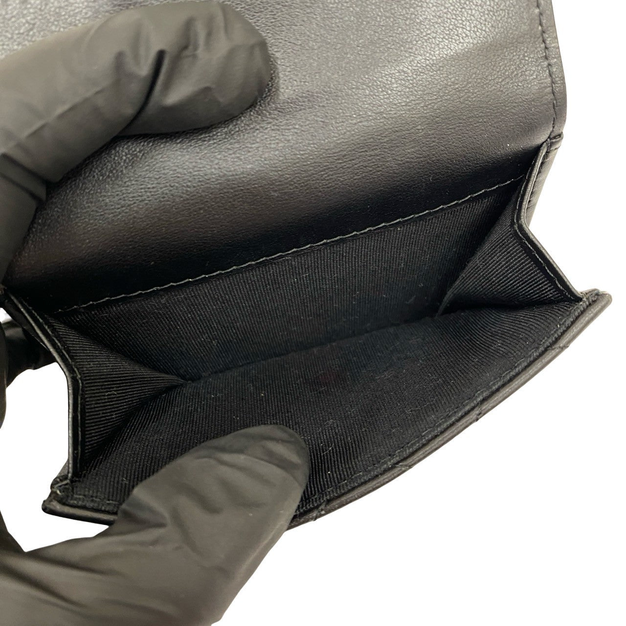 CHANEL Tri-fold wallet leather black Matrasse 2.55