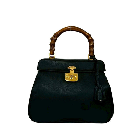 GUCCI Handbag leather black Bamboo
