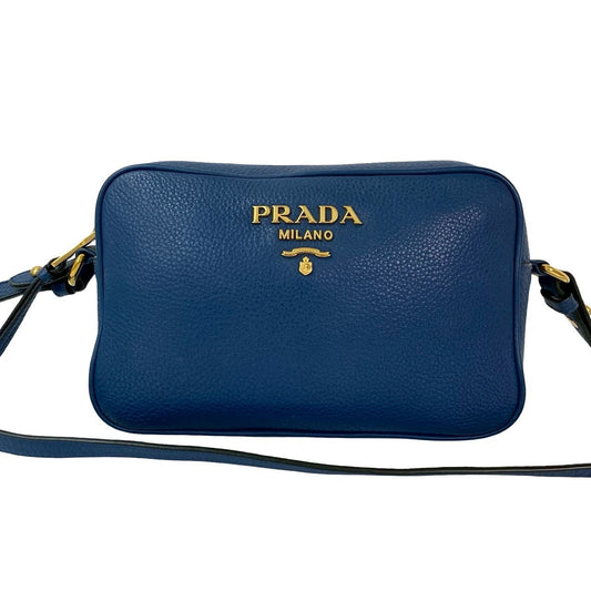 PRADA Shoulder Bag leather blue