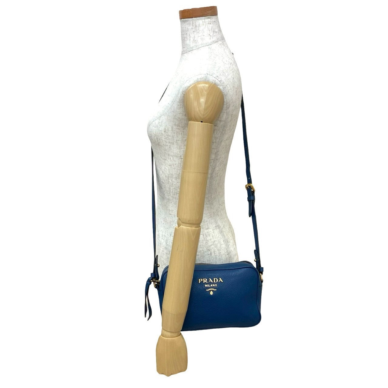 PRADA Shoulder Bag leather blue