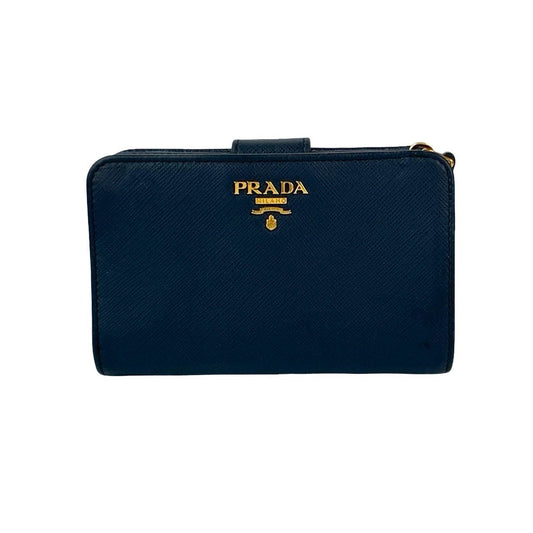 PRADA Bifold Wallet leather Navy