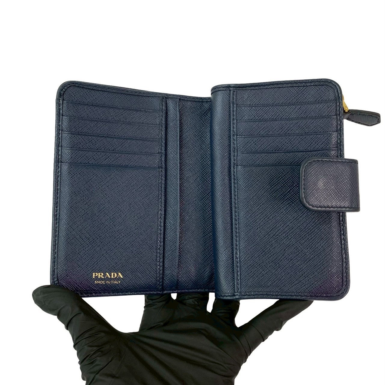 PRADA Bifold Wallet leather Navy
