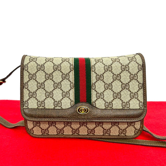 GUCCI Shoulder Bag leather Brown Sherry line
