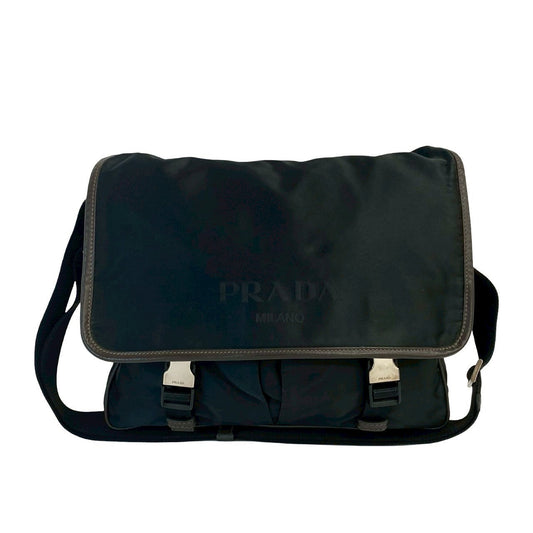 PRADA Shoulder Bag Nylon black Triangle Logo Metal