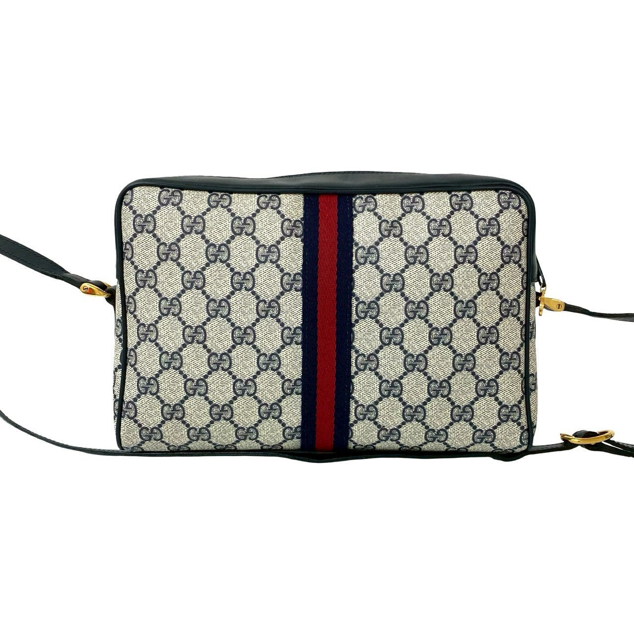 GUCCI Shoulder Bag leather Navy Sherry line