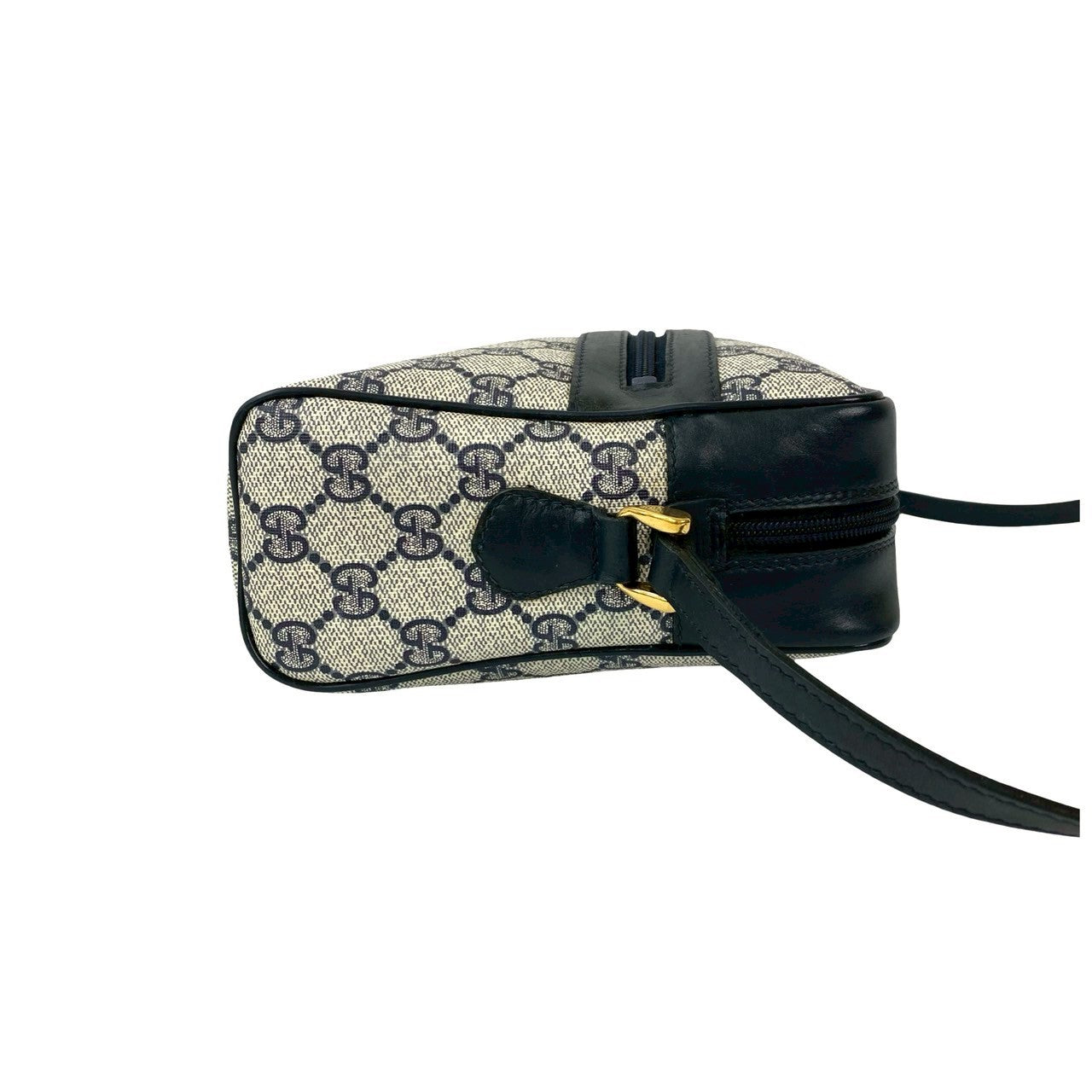 GUCCI Shoulder Bag leather Navy Sherry line
