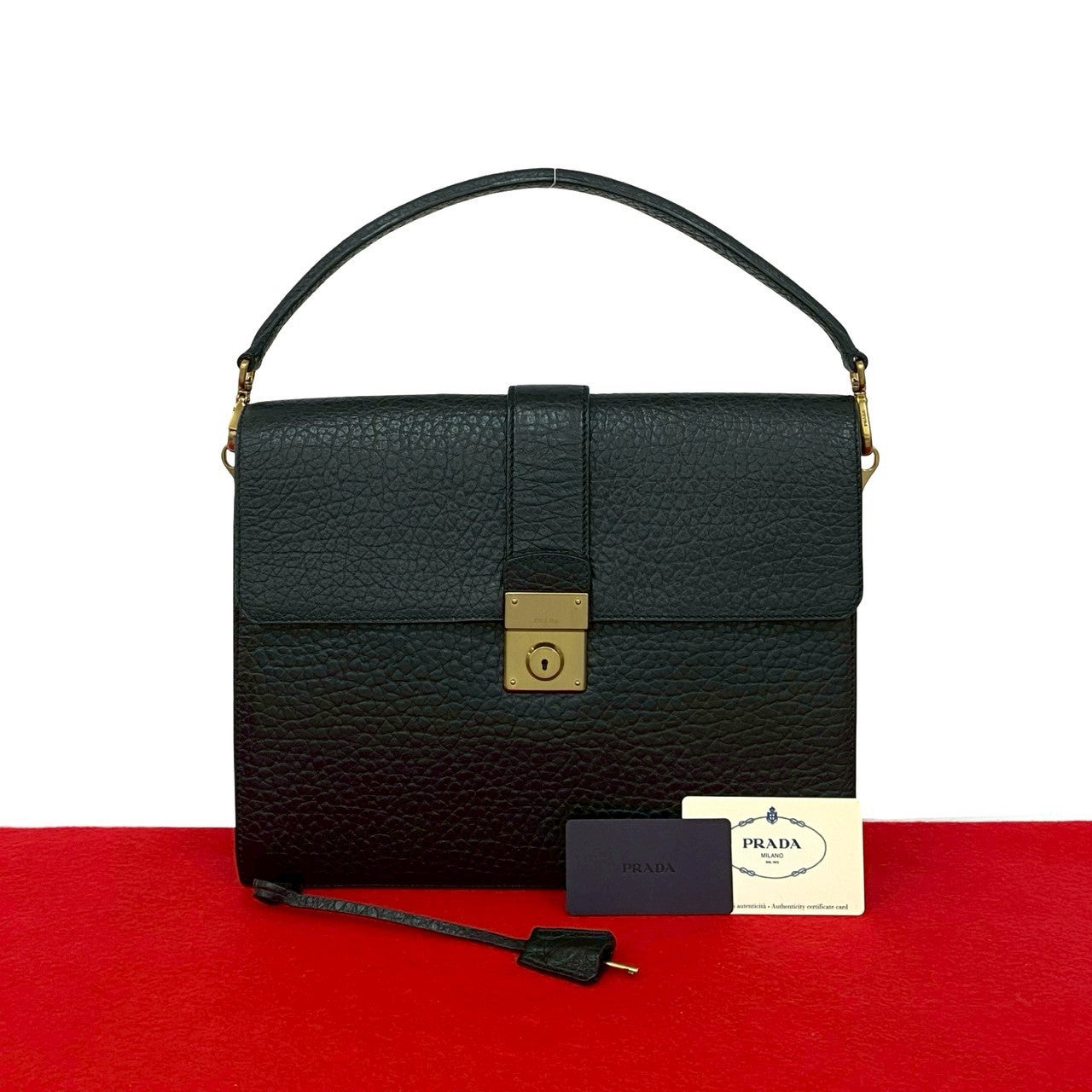 PRADA Handbag leather black