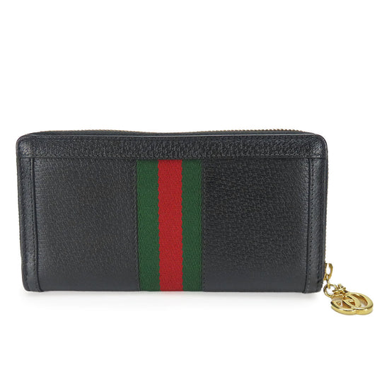 GUCCI Long Wallet Purse 523154 leather black Sherry line Women Used Authentic