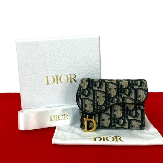 Dior Tri-fold wallet canvas Navy