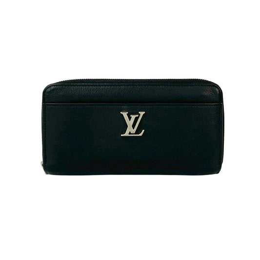 LOUIS VUITTON Long Wallet Purse leather black Zippy Rock Me