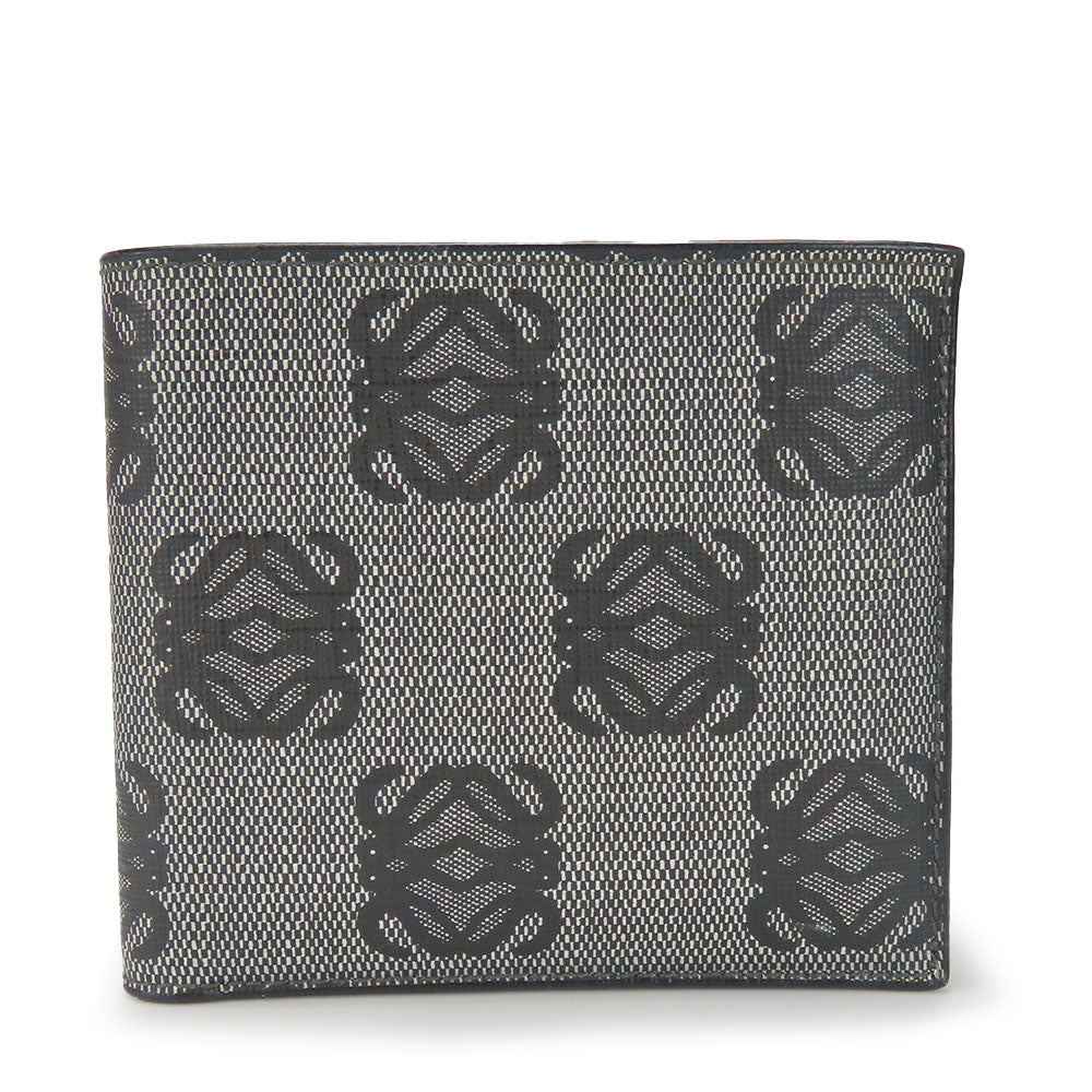 LOEWE Bifold Wallet Leather, PVC gray anagram mens Used Authentic