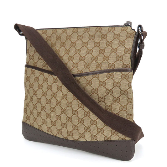 GUCCI Shoulder Bag 145857 GG canvas, perforated leather Brown mens(Unisex) Used Authentic