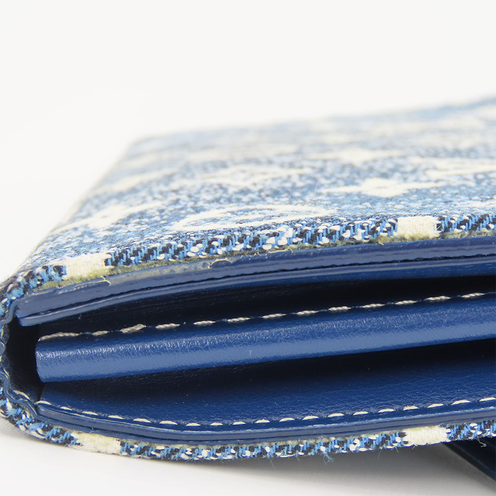 LOUIS VUITTON Long Wallet Purse M81183 Monogram, Jacquard Denim Marine Portefeuille Sarah Women Used Authentic