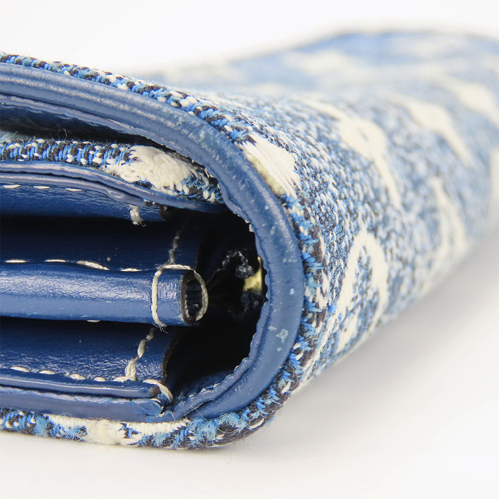 LOUIS VUITTON Long Wallet Purse M81183 Monogram, Jacquard Denim Marine Portefeuille Sarah Women Used Authentic