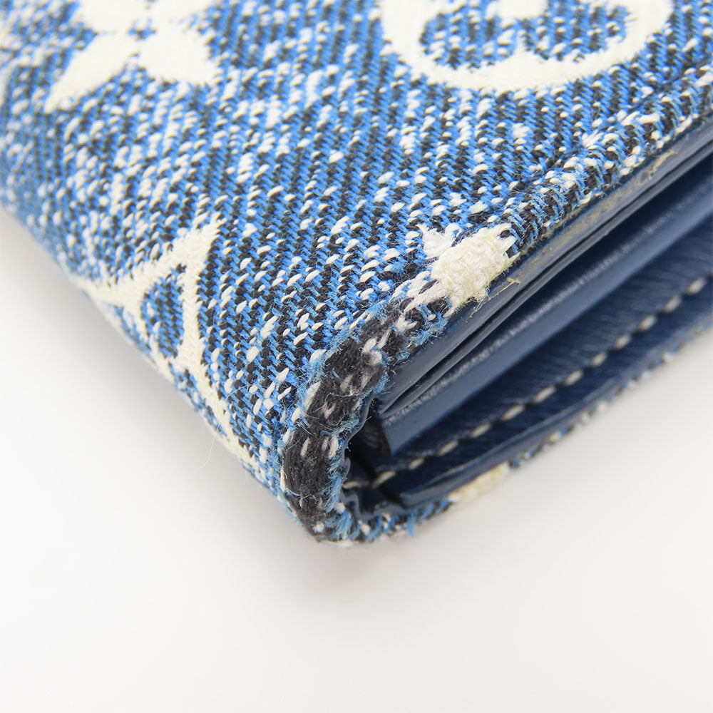 LOUIS VUITTON Long Wallet Purse M81183 Monogram, Jacquard Denim Marine Portefeuille Sarah Women Used Authentic