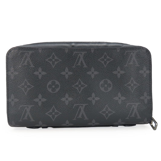 LOUIS VUITTON Long Wallet Purse M61698 Monogram Eclipse black Zippy XL mens Used Authentic