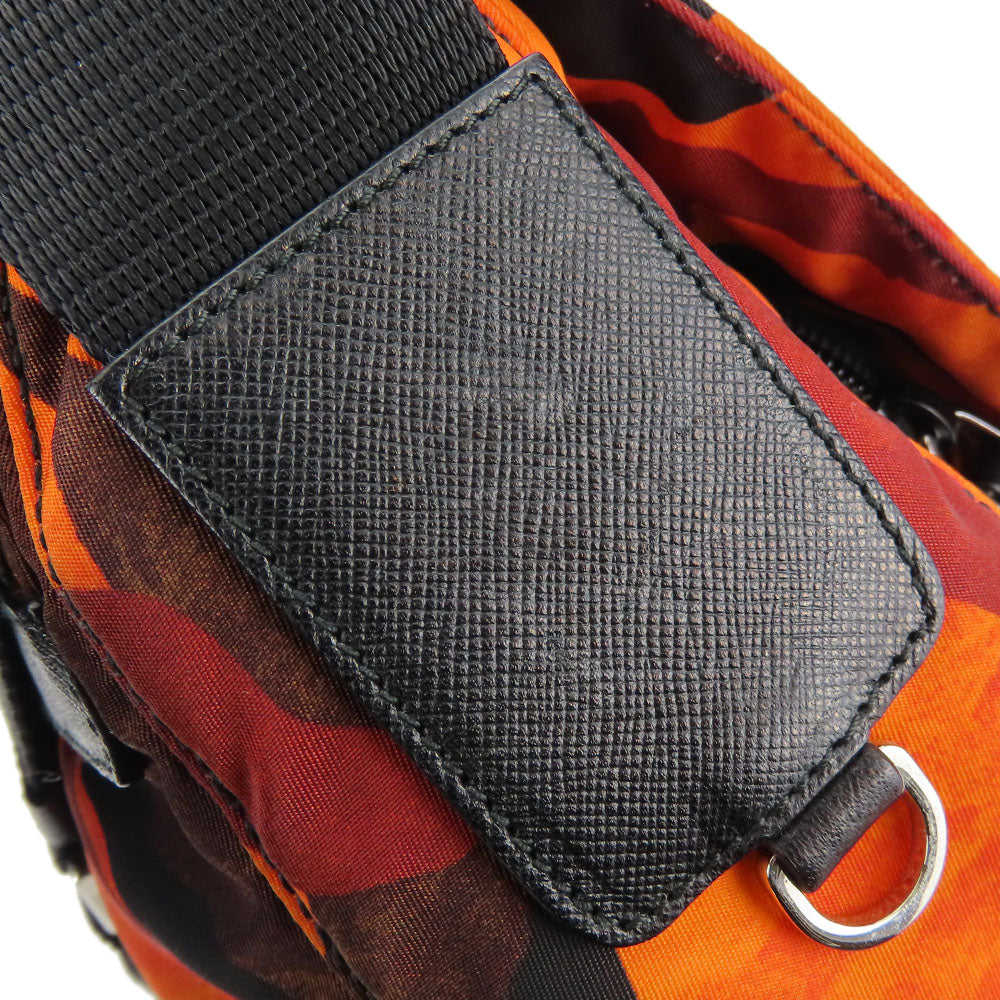 PRADA Shoulder Bag Nylon Orange camouflage unisex(Unisex) Used Authentic
