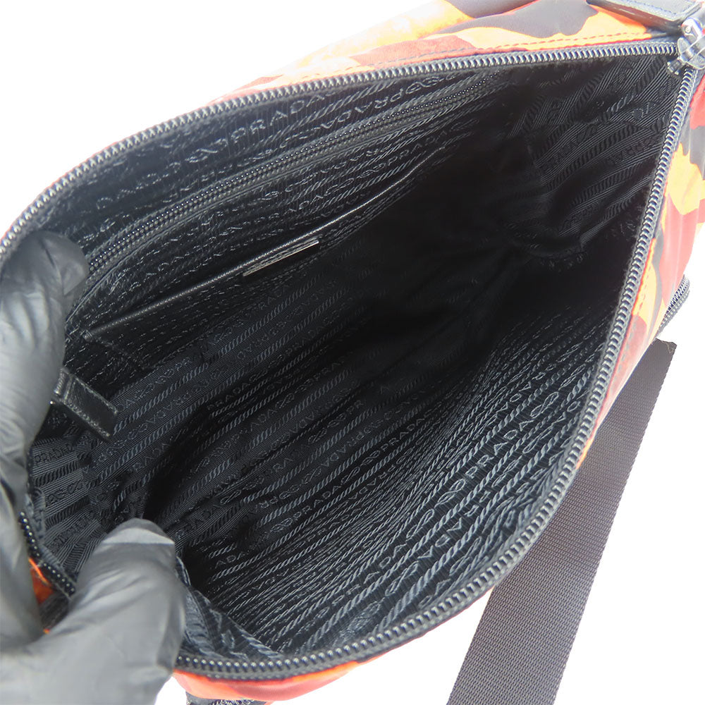PRADA Shoulder Bag Nylon Orange camouflage unisex(Unisex) Used Authentic