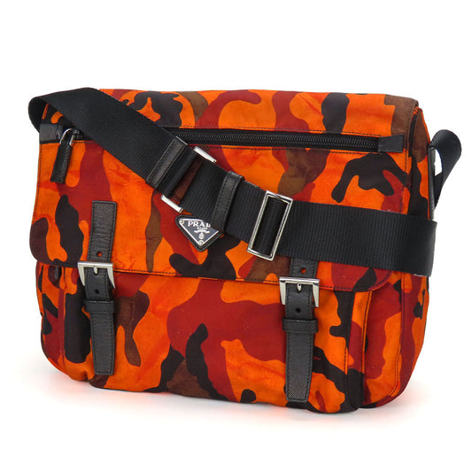 PRADA Shoulder Bag Nylon Orange camouflage unisex(Unisex) Used Authentic