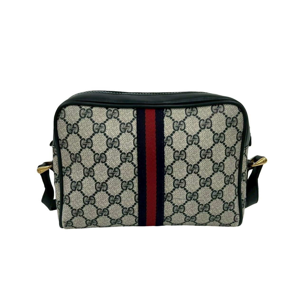 GUCCI Shoulder Bag leather Navy Sherry line