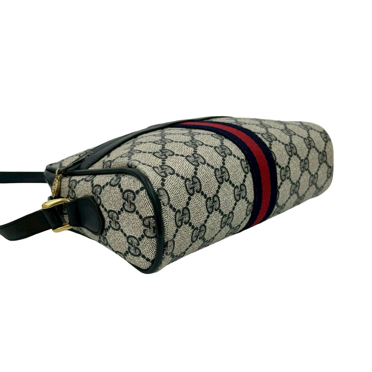 GUCCI Shoulder Bag leather Navy Sherry line