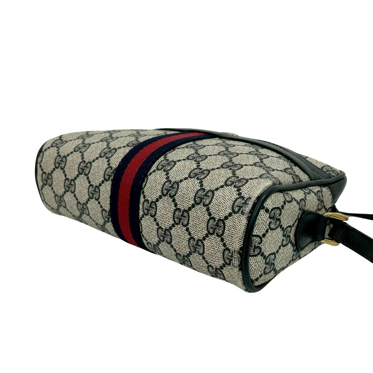 GUCCI Shoulder Bag leather Navy Sherry line